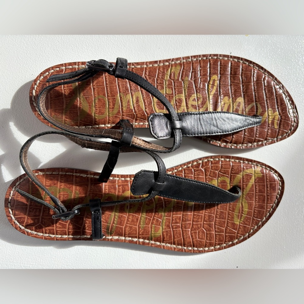 Sam Edelman Black Leather Thong Sandals~Womens 8.5 - Picture 4 of 7